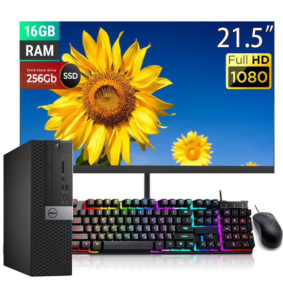 RENEWED Dell Desktop Optiplex 5050, i5 Up to 3.60 GHz, 16GB RAM, Super Fast 256GB SSD, 21.5