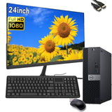 RENEWED Dell Desktop Optiplex 7050, i5 Up to 3.60 GHz, 16GB RAM, Super Fast 256GB SSD, 24" FHD, Win 10 Pro, DVD-RW, WIFI, Bluetooth