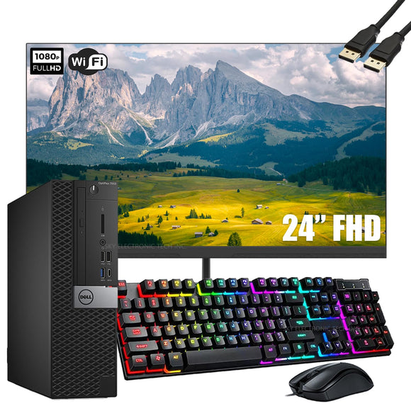 RENEWED Dell Desktop Optiplex 7050, i7 Up to 3.60 GHz, 16GB RAM, Super Fast 256GB SSD, 24