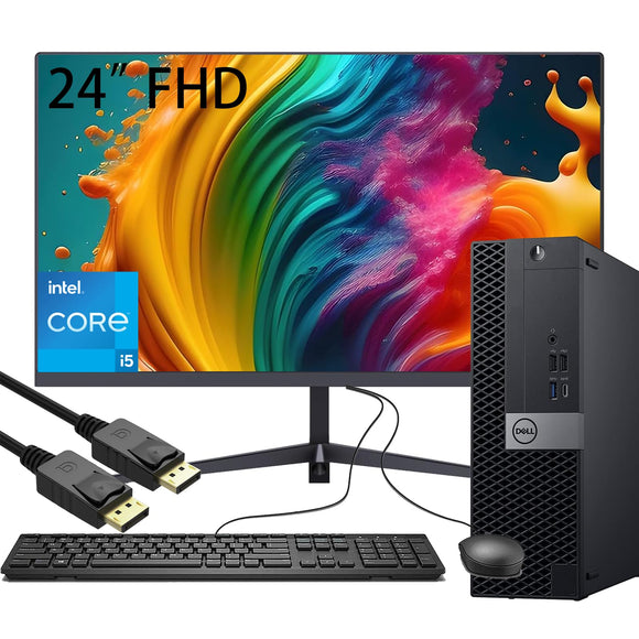 RENEWED Dell Desktop Optiplex 7050, i5 Up to 3.60 GHz, 16GB RAM, Super Fast 256GB SSD, 24