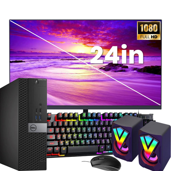 RENEWED Dell Desktop Optiplex 5050, i5 Up to 3.60 GHz, 16GB RAM, Super Fast 256GB SSD, 24