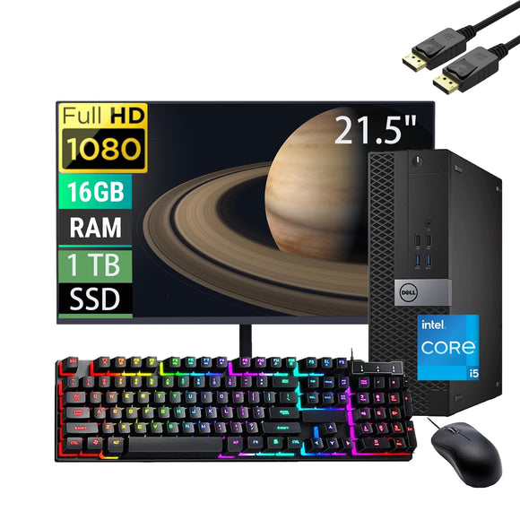RENEWED Dell Desktop Optiplex 3050, i5 Up to 3.60 GHz, 16GB RAM, Super Fast 1TB SSD, 21.5