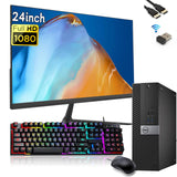 RENEWED Dell Desktop Optiplex 5050, i5 Up to 3.60 GHz, 16GB RAM, Super Fast 256GB SSD, 24" LCD, Win 10 Pro, DVD-RW, WIFI, Bluetooth