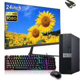 RENEWED Dell Desktop Optiplex 7050, i5 Up to 3.60 GHz, 16GB RAM, Super Fast 256GB SSD, 24" FHD, Win 10 Pro, DVD-RW, WIFI, Bluetooth