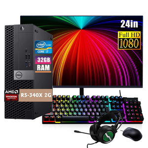 RENEWED Dell Desktop Optiplex 7050, i7 Up to 3.60 GHz, 32GB RAM, Super Fast 1TB SSD, 24" FHD, Win 10 Pro, DVD-RW, WIFI, Bluetooth