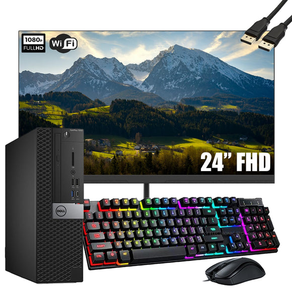 RENEWED Dell Desktop Optiplex 7050, i7 Up to 3.60 GHz, 16GB RAM, Super Fast 512GB SSD, 24
