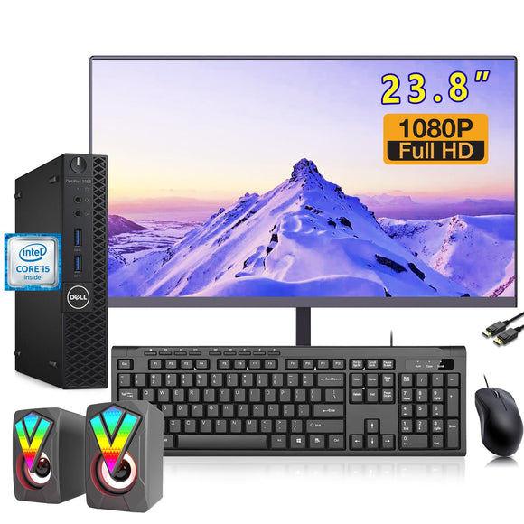 RENEWED Dell Desktop Optiplex 3050 Mini, i5 Up to 3.60 GHz, 16GB RAM, Super Fast 512GB SSD, 23.8