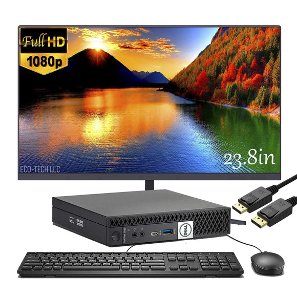 RENEWED Dell Desktop Optiplex 7050 Mini, i5 Up to 3.60 GHz, 16GB RAM, Super Fast 256GB SSD, 23.8