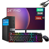 RENEWED Dell Desktop Optiplex 7050, i5 Up to 3.60 GHz, 16GB RAM, Super Fast 512GB SSD, 24" FHD, Win 10 Pro, DVD-RW, WIFI, Bluetooth