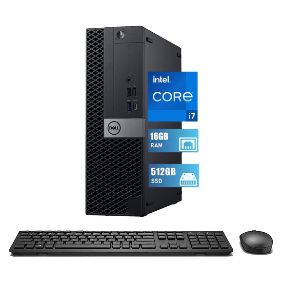 RENEWED Dell Desktop Optiplex 7050 Small, i7 Up to 3.60 GHz, 16GB RAM, Super Fast 512GB SSD, Win 10 Pro, DVD-RW, WIFI, Bluetooth