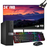 RENEWED Dell Desktop Optiplex 7050, i7 Up to 3.60 GHz, 16GB RAM, Super Fast 256GB SSD, 24" FHD, Win 10 Pro, DVD-RW, WIFI, Bluetooth