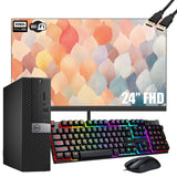 RENEWED Dell Desktop Optiplex 7050, i5 Up to 3.60 GHz, 16GB RAM, Super Fast 512GB SSD, 24" FHD, Win 10 Pro, DVD-RW, WIFI, Bluetooth