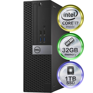 RENEWED Dell Desktop Optiplex 3050, i7 Up to 3.60 GHz, 32GB RAM, Super Fast 1TB SSD, Win 10 Pro, DVD-RW, WIFI, Bluetooth