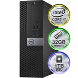 RENEWED Dell Desktop Optiplex 3050, i7 Up to 3.60 GHz, 32GB RAM, Super Fast 1TB SSD, Win 10 Pro, DVD-RW, WIFI, Bluetooth
