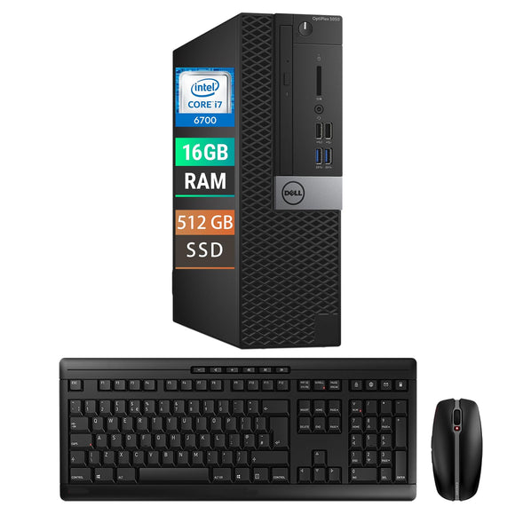 RENEWED Dell Desktop Optiplex 5050, i7 Up to 3.60 GHz, 16GB RAM, Super Fast 512GB SSD, Win 10 Pro, DVD-RW, WIFI, Bluetooth