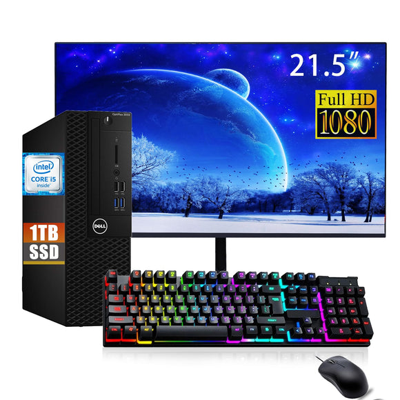 RENEWED Dell Desktop Optiplex 3050, i5 Up to 3.60 GHz, 16GB RAM, Super Fast 1TB SSD, 21.5
