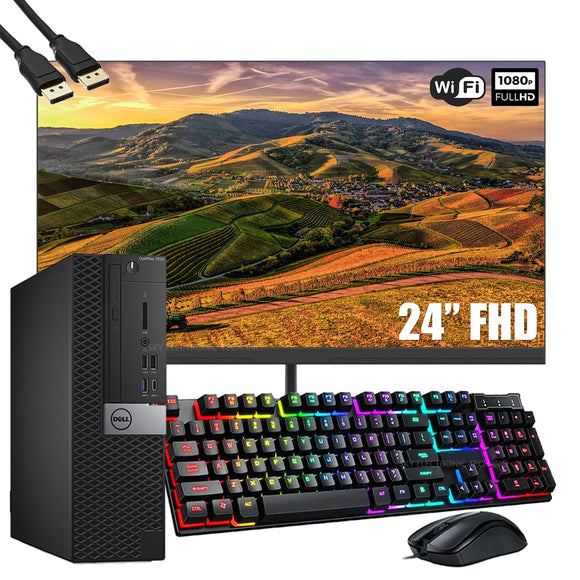 RENEWED Dell Desktop Optiplex 7050, i5 Up to 3.60 GHz, 16GB RAM, Super Fast 512GB SSD, 24