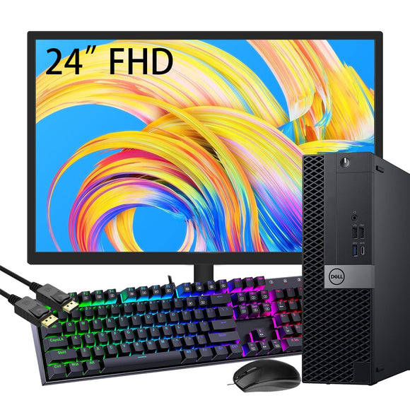 RENEWED Dell Desktop Optiplex 7050, i5 Up to 3.60 GHz, 16GB RAM, Super Fast 512GB SSD, 24