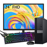 RENEWED Dell Desktop Optiplex 7050, i5 Up to 3.60 GHz, 16GB RAM, Super Fast 512GB SSD, 24" FHD, Win 10 Pro, DVD-RW, WIFI, Bluetooth