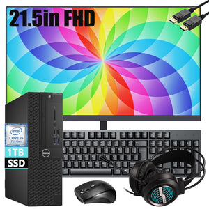 RENEWED Dell Desktop Optiplex 3050, i5 Up to 3.60 GHz, 16GB RAM, Super Fast 1TB SSD, 21.5" FHD, Win 10 Pro, DVD-RW, WIFI, Bluetooth