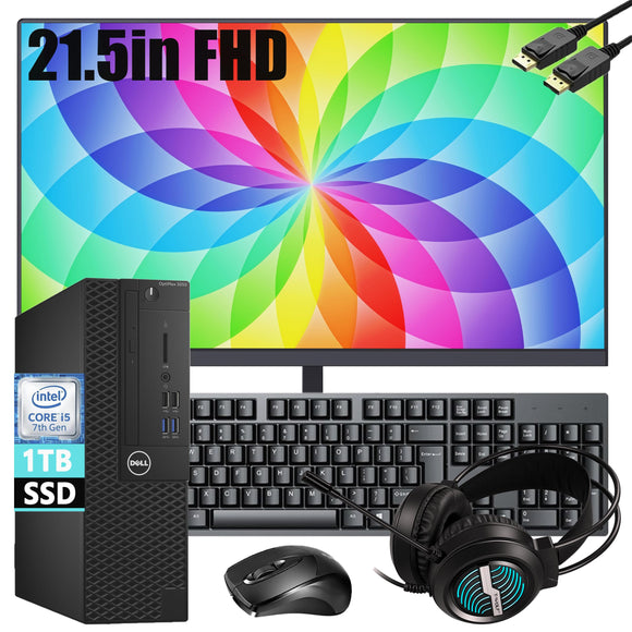 RENEWED Dell Desktop Optiplex 3050, i5 Up to 3.60 GHz, 16GB RAM, Super Fast 1TB SSD, 21.5