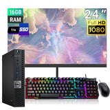 RENEWED Dell Desktop Optiplex 5050 Mini, i5 Up to 3.60 GHz, 16GB RAM, Super Fast 1TB SSD, 24" FHD, Win 10 Pro, DVD-RW, WIFI, Bluetooth
