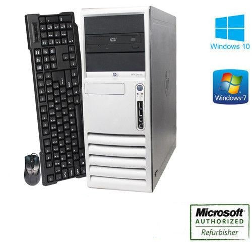 Fast HP Windows 7 Pro Tower Desktop Computer Dual Core 3.4 GHz